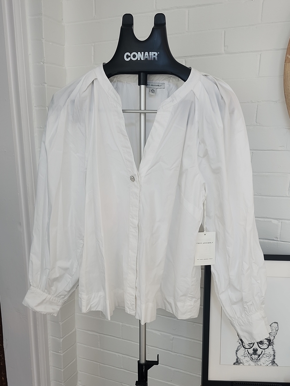 Free Assembly White Blouse, Women Large 12-14
